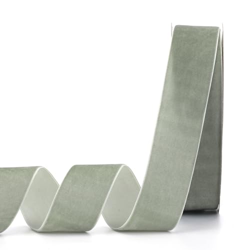 Lemon Park Samtband, staubgrün, 5,1 cm B x 20 m, einseitig, ideal für Geschenkverpackungen, Haarschleifen, Handarbeit und Weihnachten, Hochzeitsdekoration (5,1 cm, Staubgrün) von Lemon Park