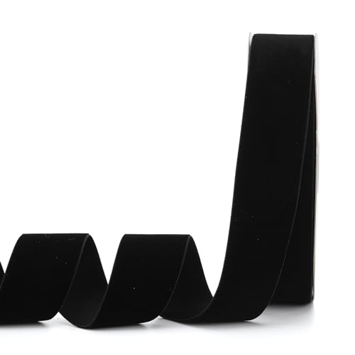 Lemon Park Schwarzes Samtband, 3,8 cm B x 20 m, einseitig, ideal für Geschenkverpackungen, Haarschleifen, Handarbeit und Weihnachten, Hochzeitsdekoration (3,8 cm schwarz) von Lemon Park