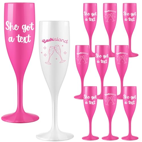 LemonRoad Champagnerflöten, Kunststoff, 142 ml, mit Text "Got a Text", für Champagnerflöten, Hochzeit, Brautparty, Party, Gastgeschenke, Insel, Junggesellinnenabschied, Partydekoration, 12 Stück von LemonRoad