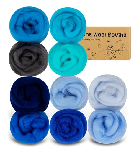 Lemonfilter Nadelfilzwolle, 10 Farben, Nadelfilz-Starter-Set mit Wollgarn, Werkzeugen für Anfänger, handgefertigt, Basteln, Spinnen, Filzen (blau) von Lemonfilter