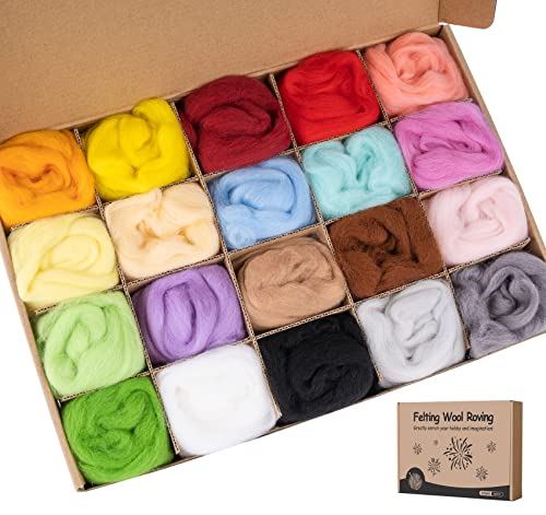Lemonfilter Nadelfilzwolle, 20 Farben, Woll-Roving-Set, handgefertigt, zum Handdrehen, 200 g Faser-Wollgarn, Nadelfilz-Zubehör für Heimwerker, Kunst und Handwerk, Reparaturen Lemonfilter Nadelfilzwolle, 20 Farben, Woll-Roving-Set, handgefertigt, zum Handdrehen, 200 g Faser-Wollgarn, Nadelfilz-Zubehör für Heimwerker, Kunst und Handwerk, Reparaturen von Lemonfilter