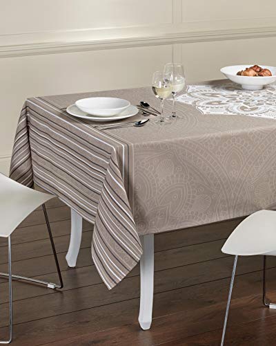 Tischdecke aus Baumwolle. Tischtuch, Mitteldecke. Hochwertiges Luxus Design. (Tischdecke - 150x250, Excellence - Braun) von Lemos Home