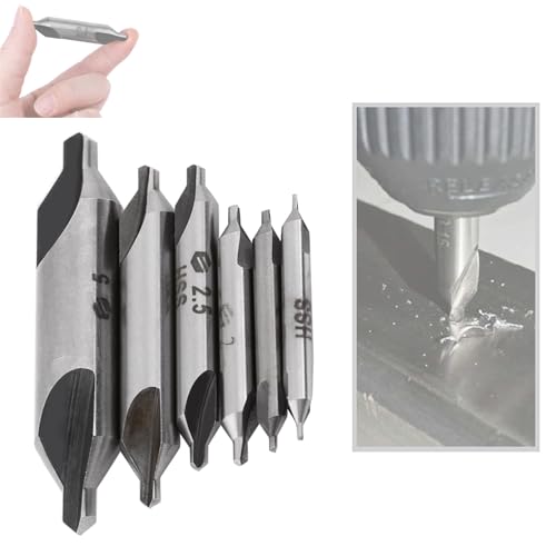 6-teiliges HSS-Zentrierbohrer-Set 1/1,5/2/2,5/3/5 Mm, Langlebiges Zentrierbohrer-Set mit 60-Grad-Winkel, Schnelle Schnittgeschwindigkeit, für Präzises Zentrierbohren in Metallen 6-teiliges HSS-Zentrierbohrer-Set 1/1,5/2/2,5/3/5 Mm, Langlebiges Zentrierbohrer-Set mit 60-Grad-Winkel, Schnelle Schnittgeschwindigkeit, für Präzises Zentrierbohren in Metallen von LenTLy