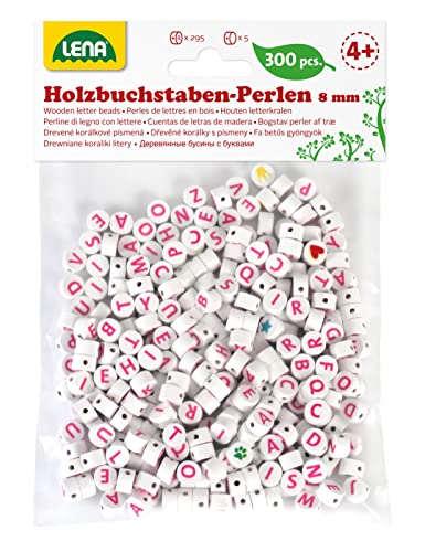 Lena 32050 Bastelset Buchstabenperlen aus Holz, 300 runden Fädelperlen und mit rosa Buchstaben, Holzperlen Set für Kinder ab 3 Jahre, zum selber basteln von Perlen Schmuck, Weiß, Mittel Lena 32050 Bastelset Buchstabenperlen aus Holz, 300 runden Fädelperlen und mit rosa Buchstaben, Holzperlen Set für Kinder ab 3 Jahre, zum selber basteln von Perlen Schmuck, Weiß, Mittel von Lena