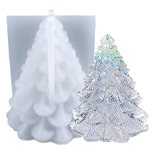 Lencyotool Formen,Silikonform -3D Silikon Form -Silikon Selber Machen Formen DIY Kristall-Epoxid-Form Dreidimensionale Weihnachtsbaumkerzendekoration Silikonform (7.9×7.7×9cm) von Lencyotool