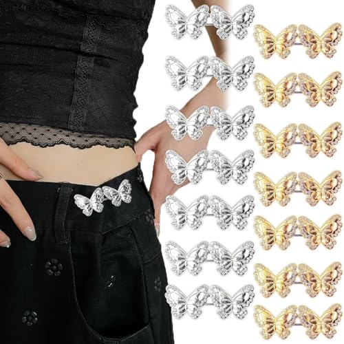Lengxue 14-teiliges Schmetterlings-Jeansknopf-Taillenmieder, verstellbarer Taillenknopf-Set, zum Nähen abnehmbarer dekorativer Taillenknopf, geeignet für lose Jeans, Röcke Lengxue 14-teiliges Schmetterlings-Jeansknopf-Taillenmieder, verstellbarer Taillenknopf-Set, zum Nähen abnehmbarer dekorativer Taillenknopf, geeignet für lose Jeans, Röcke von Lengxue