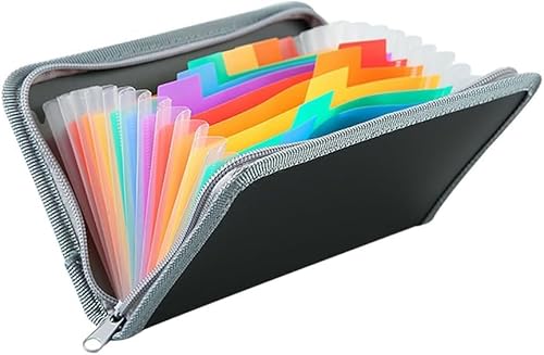 Lengxue Kompakter Klappordner mit 13 Fächern, mit Reißverschluss, Quittungs- und Coupon-Organizer, 5 x 8 Zoll, Grau von Lengxue