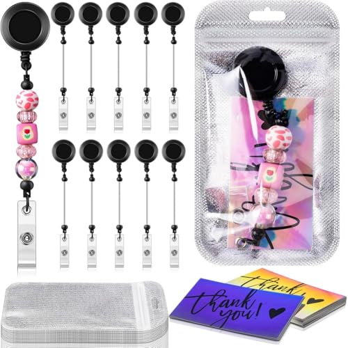 Lenotoon 10 Sets mit Perlen-Set, Einziehbarer Clip-Halter zum Auffädeln Von Perlen für Schmuck, DIY, Geschenkbasteln, A von Lenotoon
