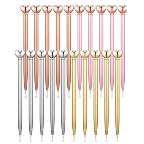 Lenotoon 20 Stück Valentinstagsstifte, Herzförmige Metallstifte, Valentinstagsgeschenke, Herzförmige Dekorative Kugelschreiber für Partygeschenke, Schule, Langlebig, Einfach zu Verwenden von Lenotoon