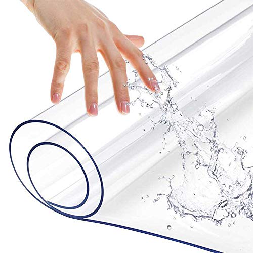 Leicht zu reinigende, transparente PVC-Tischdecke, Schutz, Kristall-Kunststoff-Tischdecke, rechteckig, schützende Schreibtischunterlage für Esszimmer, Büro, Schreibtisch, Bodenschutzpolster von Leoewo