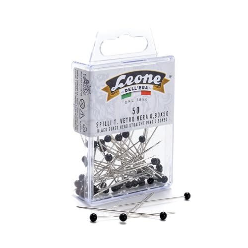 50 Stecknadeln mit schwarzem Glaskopf (mm 0,80 x 50) - Hängebox von Leone Dell'Era