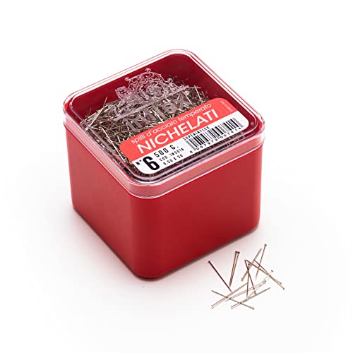 Dünne weiße Kleidernadeln Superinflex Nr. 6 (mm. 0,50 x 30) aus gehärtetem vernickeltem Stahl - 500 g Box von Leone Dell'Era
