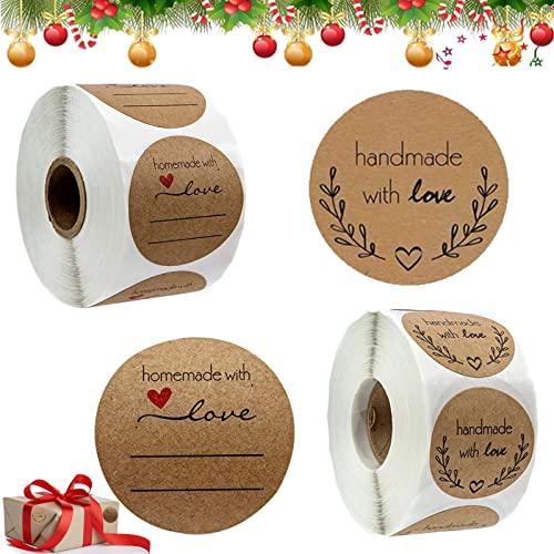 1000 Stück Geschenkaufkleber, Etiketten Selbstklebend, 1,49 zoll Kraft Aufkleber Weihnachten, Weihnachten Geschenksticker, Marmeladen Etiketten für DIY Backen, Briefumschlag, Geschenktüten Dekoration von Leonshco