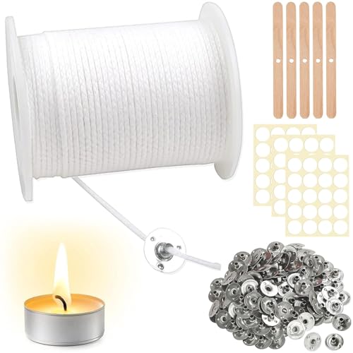 109 Stück Kerzendochte für Kerzen-Set, Rauchfreier Dochte für Kerzen, 61 m Kerzen Docht Set, Duftloser Candle Wick, Metallständer/Dochtaufkleber/Holzzentriervorrichtung für Kerzen Selber Machen Set 109 Stück Kerzendochte für Kerzen-Set, Rauchfreier Dochte für Kerzen, 61 m Kerzen Docht Set, Duftloser Candle Wick, Metallständer/Dochtaufkleber/Holzzentriervorrichtung für Kerzen Selber Machen Set von Leonshco