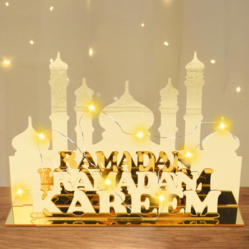 Eid Mubarak Ramadan Dekorationen, Ramadan Deko Lampe, Mubarak Acryldekorationen, Muslimische Feiertagsdekorationen, Ramadan LED Lamp, Tischdekorations-Nachtlichter, Islamische Mubarak-Dekorationen (A) von Leonshco