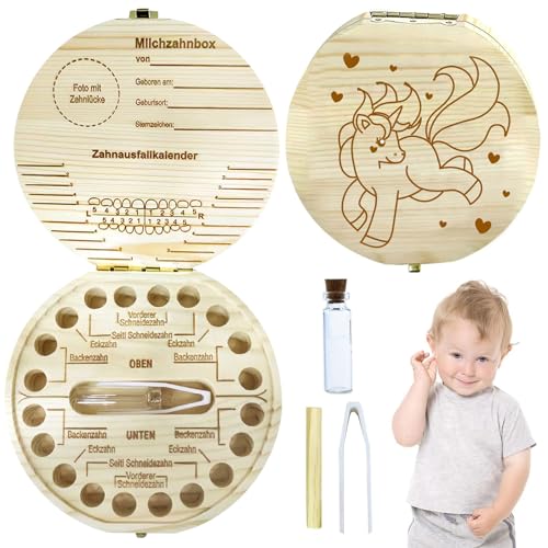 Einzigartige Milchzahndose aus Holz, Personalisierte Zahnbox für Milchzähne für Jungen & Mädchen, Ideales Souvenir für Den Ersten Wackelzahn mit Gravur-Option für Die Erstaunlichen Kindererinnerungen von Leonshco