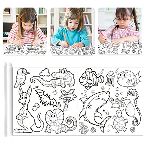 Malpapier Kinder, Papierrolle Malen Kinder, 89 X 29,5 Cm, Keine Duplikate Muster, Kann Gezeichnet und Geschnitten Werden Zeichenrolle, Geeignet für Jungen Mädchen zum Selbermachen von Graffiti (Tier) von Leonshco