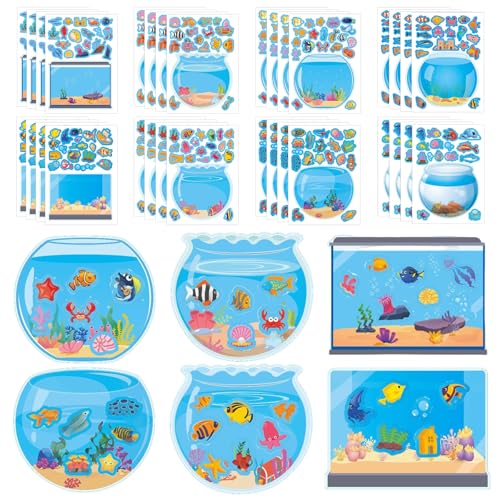 Meerestiere Sticker, 32 Stück Aufkleber Kinder, Meeresmotiv Sticker Set, Ozean Thema Geschenke für Den Sommer, DIY-Aufkleber für Kinder ab 3 Jahren zum Verzieren von Grußkarten, Bastelarbeiten von Leonshco
