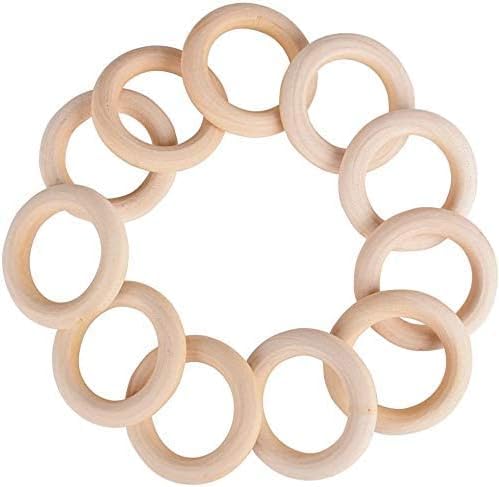 50 Stück Holzringe zum Basteln, Natürliche Holz Ringe, Holzringe Zum Basteln Baby, Makramee Ringe für DIY Handwerk Ring Anschlussstück Schmuck Makramee Armband Anhänger Hängende Dekoration Ringe 50mm von Leopacat
