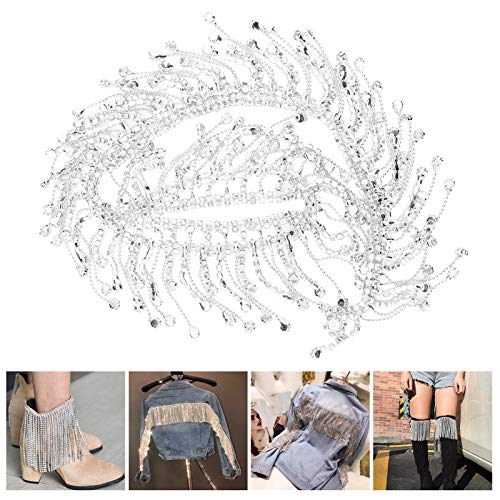 Leopacat Strassband Quastenkette, Silber Glitzerband Strasssteine Zum AufnäHen für Kunsthandwerk Kleidung NäHen Schmuck Diy Dekoration Perlenjeans ZubehöR Diamant-Handwerk Personalisiertes Dekor von Leopacat