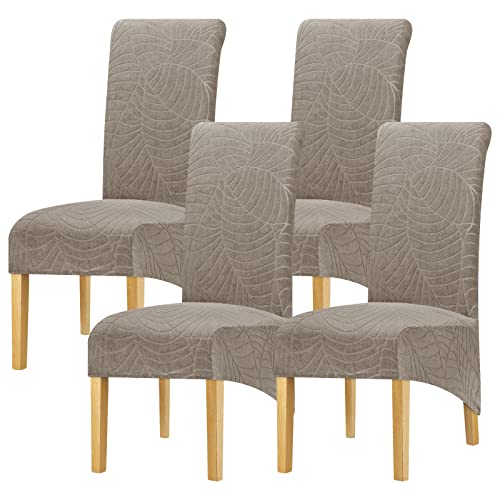 Leorate Stretch-Stuhlhussen für Esszimmer, Hotel, Fleecestoff, 2er-Pack, 4er-Pack, 6er-Pack (1 Beige, 4 Stück) (Kamel-2, 4 Stück) von Leorate