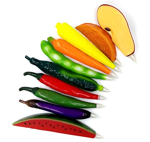Lepep 3D Kugelschreiber Kreative Obst Gemüse Geformt Spaßiges Kuli Lustige Kühlschrank Magnets Geschenk, 12er Pack von Lepep