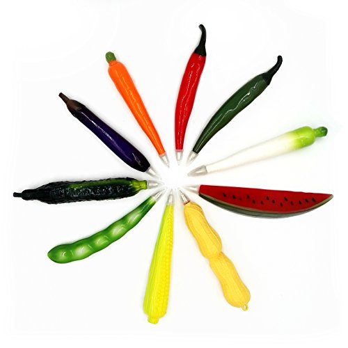 Lepep 3D Kugelschreiber Kreative Obst Gemüse Geformt Spaßiges Kuli Lustige Kühlschrank Magnets Geschenk, 6er Pack von Lepep