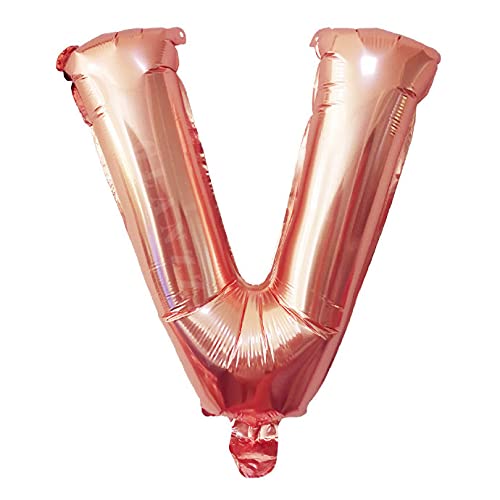 Lepep 40 cm Roségold Luftballons Zahlen von 0 bis 9 Buchstaben von A bis Z Party Deko Ballons für Geburtstag Babydusche Brautparty Hochzeit Abschlussball Folienballons Dekoration (Buchstabe V) von Lepep