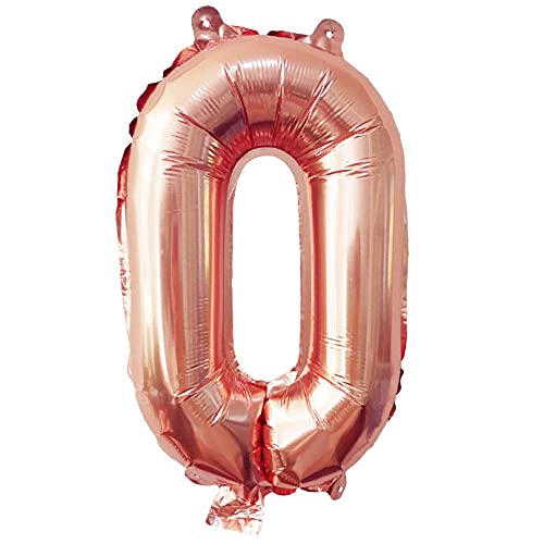 Lepep 40 cm Roségold Luftballons Zahlen von 0 bis 9 Buchstaben von A bis Z Party Deko Ballons für Geburtstag Babydusche Brautparty Hochzeit Abschlussball Folienballons Dekoration (Zahl 0) von Lepep