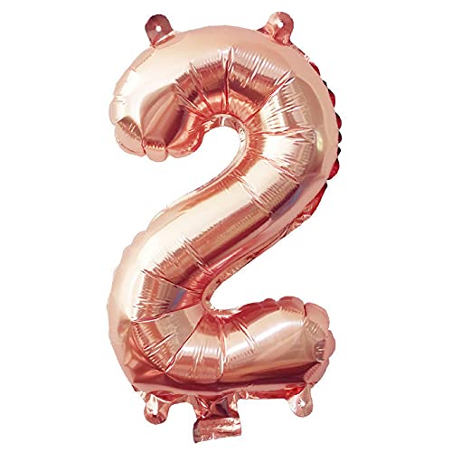 Lepep 40 cm Roségold Luftballons Zahlen von 0 bis 9 Buchstaben von A bis Z Party Deko Ballons für Geburtstag Babydusche Brautparty Hochzeit Abschlussball Folienballons Dekoration (Zahl 2) von Lepep