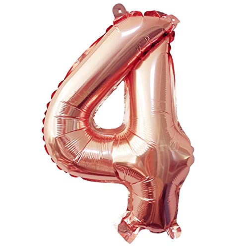 Lepep 40 cm Roségold Luftballons Zahlen von 0 bis 9 Buchstaben von A bis Z Party Deko Ballons für Geburtstag Babydusche Brautparty Hochzeit Abschlussball Folienballons Dekoration (Zahl 4) von Lepep