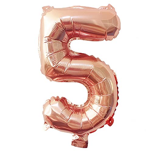 Lepep 40 cm Roségold Luftballons Zahlen von 0 bis 9 Buchstaben von A bis Z Party Deko Ballons für Geburtstag Babydusche Brautparty Hochzeit Abschlussball Folienballons Dekoration (Zahl 5) von Lepep