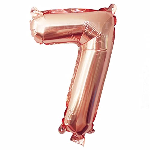 Lepep 40 cm Roségold Luftballons Zahlen von 0 bis 9 Buchstaben von A bis Z Party Deko Ballons für Geburtstag Babydusche Brautparty Hochzeit Abschlussball Folienballons Dekoration (Zahl 7) von Lepep