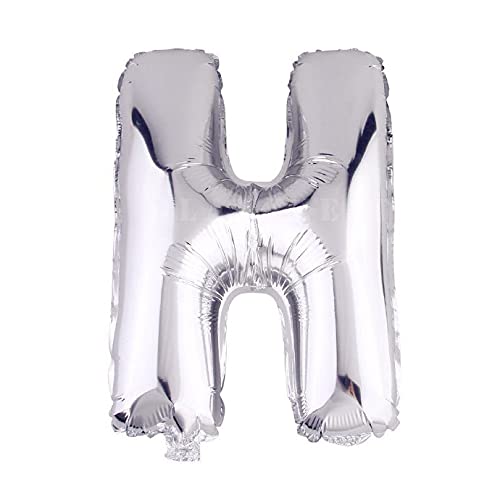 Lepep 40 cm Silber Luftballons Zahlen von 0 bis 9 Buchstaben von A bis Z Party Deko Ballons für Geburtstag Babydusche Brautparty Hochzeit Abschlussball Dekoration Folienballons (Buchstabe H) von Lepep