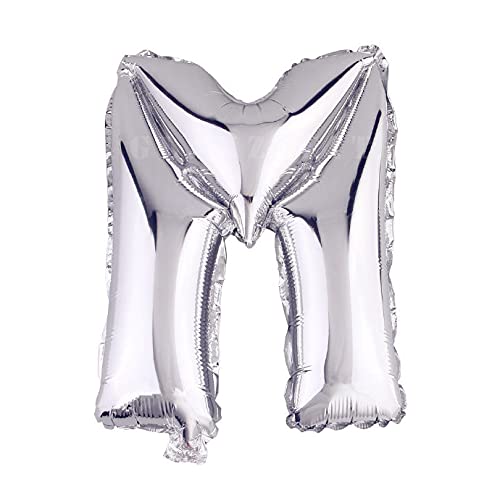 Lepep 40 cm Silber Luftballons Zahlen von 0 bis 9 Buchstaben von A bis Z Party Deko Ballons für Geburtstag Babydusche Brautparty Hochzeit Abschlussball Dekoration Folienballons (Buchstabe M) von Lepep
