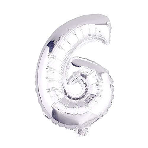 Lepep 40 cm Silber Luftballons Zahlen von 0 bis 9 Buchstaben von A bis Z Party Deko Ballons für Geburtstag Babydusche Brautparty Hochzeit Abschlussball Dekoration Folienballons (Zahl 6) von Lepep