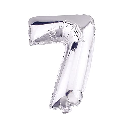 Lepep 40 cm Silber Luftballons Zahlen von 0 bis 9 Buchstaben von A bis Z Party Deko Ballons für Geburtstag Babydusche Brautparty Hochzeit Abschlussball Dekoration Folienballons (Zahl 7) von Lepep