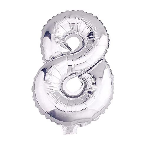 Lepep 40 cm Silber Luftballons Zahlen von 0 bis 9 Buchstaben von A bis Z Party Deko Ballons für Geburtstag Babydusche Brautparty Hochzeit Abschlussball Dekoration Folienballons (Zahl 8) von Lepep