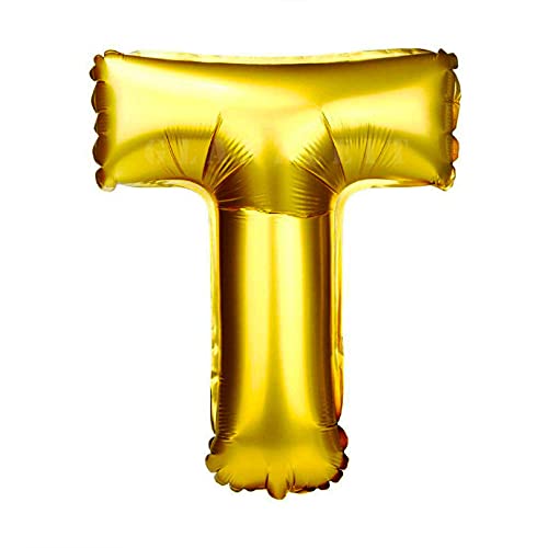 Lepep 40 cm Gold Luftballons Zahlen von 0 bis 9 Buchstaben von A bis Z Party Deko Ballons für Geburtstag Babydusche Brautparty Hochzeit Abschlussball Dekoration Folienballons (Buchstabe T) von Lepep
