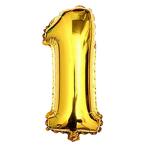 Lepep 40 cm Gold Luftballons Zahlen von 0 bis 9 Buchstaben von A bis Z Party Deko Ballons für Geburtstag Babydusche Brautparty Hochzeit Abschlussball Dekoration Folienballons (Zahl 1) von Lepep