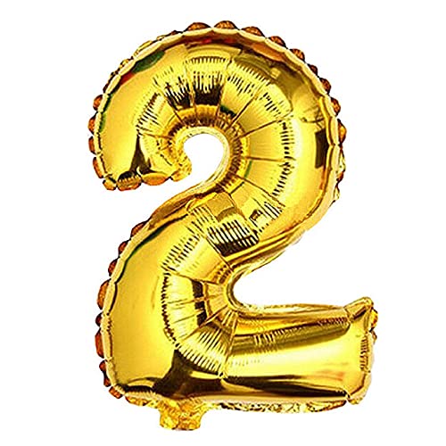 Lepep 45 cm Gold Luftballons Zahlen von 0 bis 9 Buchstaben von A bis Z Party Deko Ballons für Geburtstag Babydusche Brautparty Hochzeit Abschlussball Dekoration Folienballons (Zahl 2) von Lepep