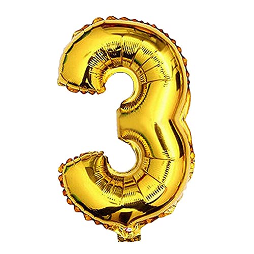 Lepep 45 cm Gold Luftballons Zahlen von 0 bis 9 Buchstaben von A bis Z Party Deko Ballons für Geburtstag Babydusche Brautparty Hochzeit Abschlussball Dekoration Folienballons (Zahl 3) von Lepep