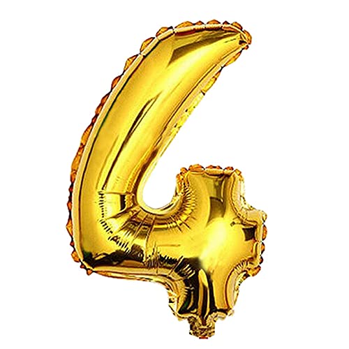 Lepep 40 cm Gold Luftballons Zahlen von 0 bis 9 Buchstaben von A bis Z Party Deko Ballons für Geburtstag Babydusche Brautparty Hochzeit Abschlussball Dekoration Folienballons (Zahl 4) von Lepep