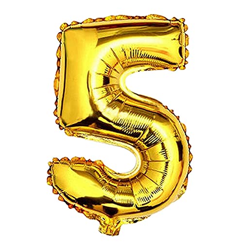 Lepep 40 cm Gold Luftballons Zahlen von 0 bis 9 Buchstaben von A bis Z Party Deko Ballons für Geburtstag Babydusche Brautparty Hochzeit Abschlussball Dekoration Folienballons (Zahl 5) von Lepep