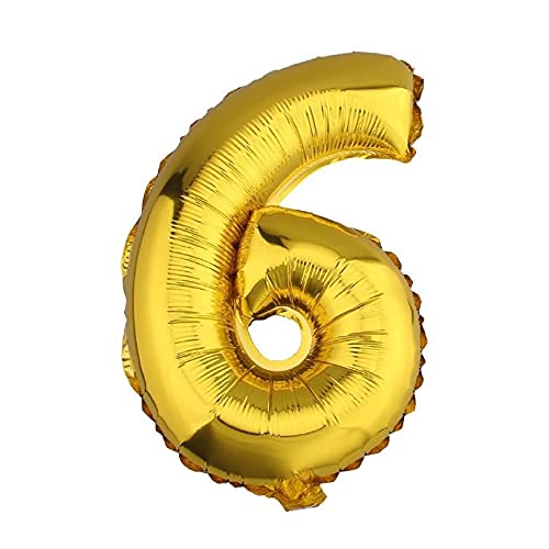 Lepep 40 cm Gold Luftballons Zahlen von 0 bis 9 Buchstaben von A bis Z Party Deko Ballons für Geburtstag Babydusche Brautparty Hochzeit Abschlussball Dekoration Folienballons (Zahl 6) von Lepep