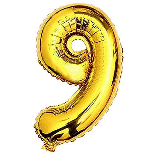 Lepep 40 cm Gold Luftballons Zahlen von 0 bis 9 Buchstaben von A bis Z Party Deko Ballons für Geburtstag Babydusche Brautparty Hochzeit Abschlussball Dekoration Folienballons (Zahl 9) von Lepep