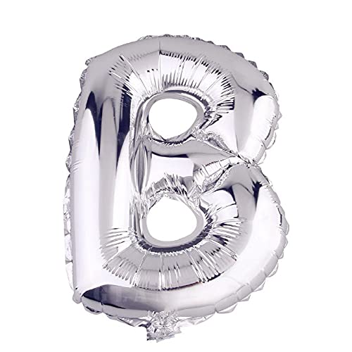 Lepep 40 cm Silber Luftballons Zahlen von 0 bis 9 Buchstaben von A bis Z Party Deko Ballons für Geburtstag Babydusche Brautparty Hochzeit Abschlussball Dekoration Folienballons (Buchstabe B) von Lepep