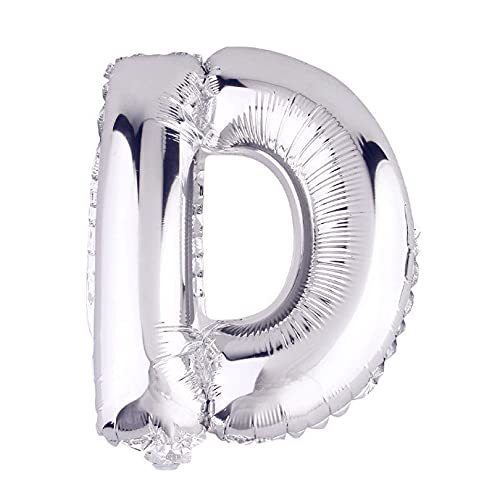 Lepep 40 cm Silber Luftballons Zahlen von 0 bis 9 Buchstaben von A bis Z Party Deko Ballons für Geburtstag Babydusche Brautparty Hochzeit Abschlussball Dekoration Folienballons (Buchstabe D) von Lepep