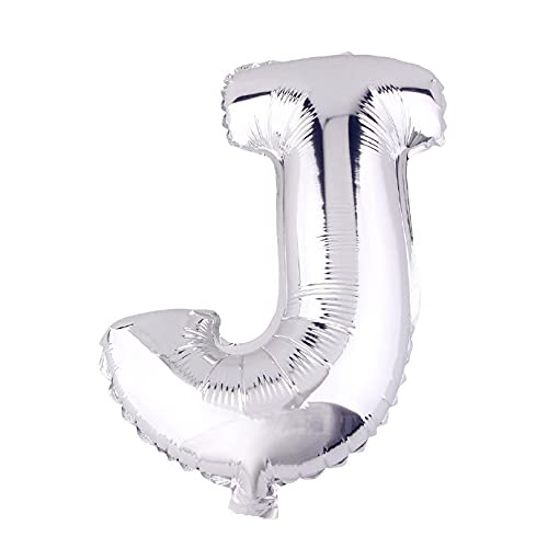 Lepep 40 cm Silber Luftballons Zahlen von 0 bis 9 Buchstaben von A bis Z Party Deko Ballons für Geburtstag Babydusche Brautparty Hochzeit Abschlussball Dekoration Folienballons (Buchstabe J) von Lepep