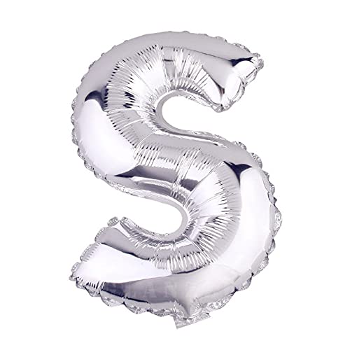 Lepep 40 cm Silber Luftballons Zahlen von 0 bis 9 Buchstaben von A bis Z Party Deko Ballons für Geburtstag Babydusche Brautparty Hochzeit Abschlussball Dekoration Folienballons (Buchstabe S) von Lepep